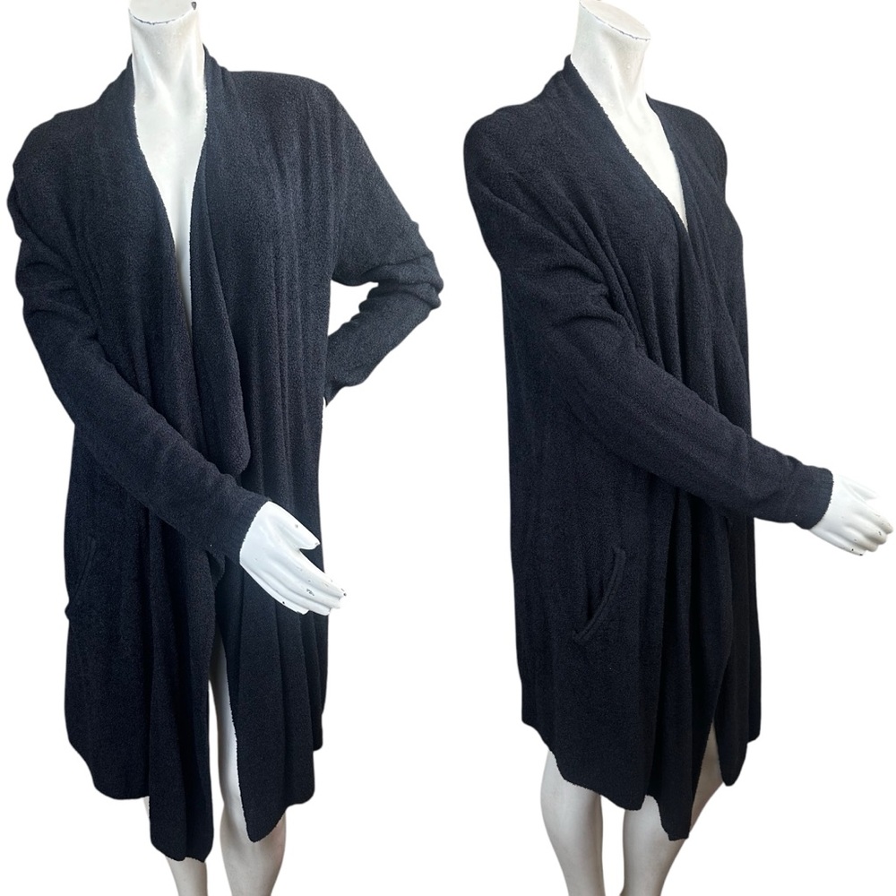 Barefoot Dreams CozyChic Lite Black Island Wrap Draped Open Cardigan Size 1X